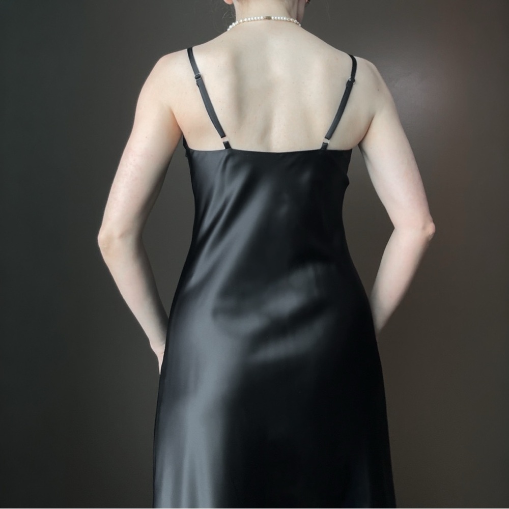Elegant Black Satin Slip Dress - Picture 6 of 9